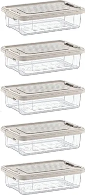 Produktbild von Aufbewahrungsbox Deckel Kunststoffbox Transparent Regalbox Lagerbox Stapelbox 5er Set 1,5 Liter