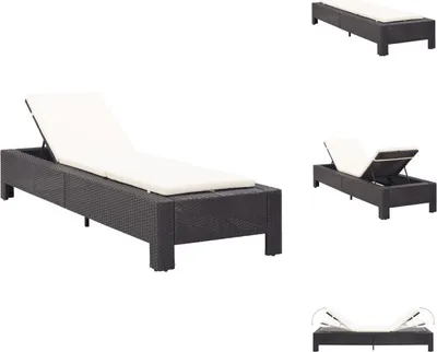 Image de vidaXL Bain de soleil avec support noir Poly rotin - Bains de soleil
