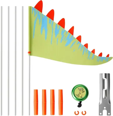 Produktbild von Fahrradflagge 166 cm, mit Klingel, reflektierendes Dreieck, für Kinderfahrrad