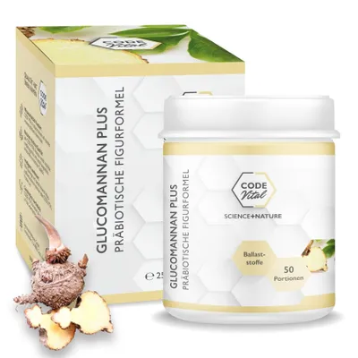 Produktbild von CODE VITAL Glucomannan Plus Pulver 250 g – 50 Portionen