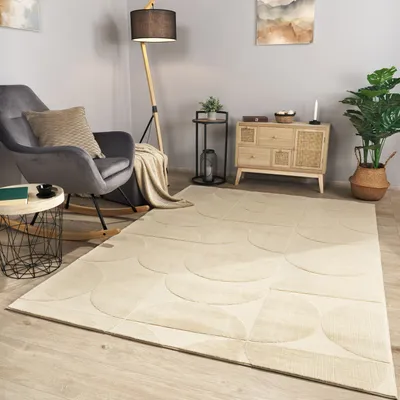 Produktbild von TT Home Wohnzimmer Teppich Esszimmer Kurzflor Geometrische Optik Skandi Boho Unifarben Größe 200x280 cm