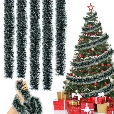 Immagine prodotto di Ghirlanda natalizia, decorazioni scintillanti, 5 pezzi x 2 metri, plastica PET con filo metallico
