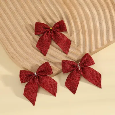 10 Weihnachtsschleifen, rot, für Baum & Kranz, 1 cm