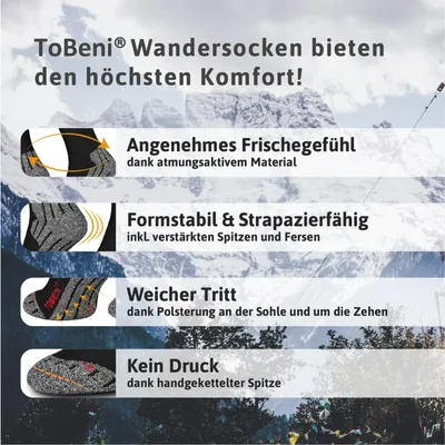 Tobeni Trekkingsocken Socks für Damen und Herren Details