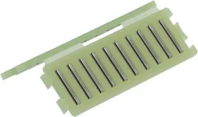 A needle roller bearing cage with multiple needles.