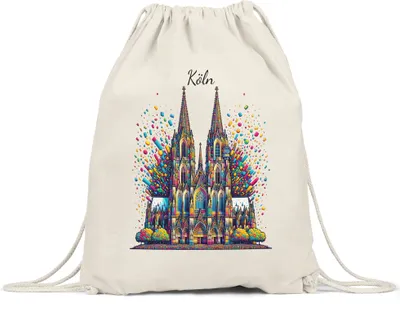 Produktbild von Köln Karnevalskultur Kölner Dom Turnbeutel Konfetti Fasnacht Kölsch Jeck Viva Colonia