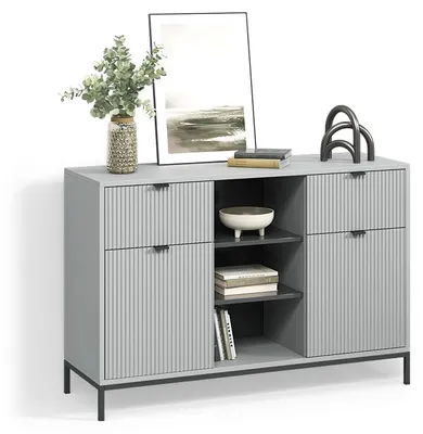 Immagine prodotto di Cassettiera per camera da letto Livinity Aterno Grigio 120 x 81.2 cm con 2 cassetti e 2 ante, Model 58895