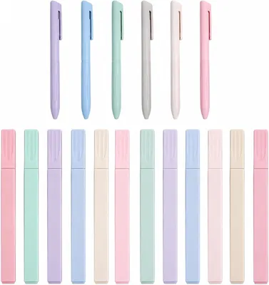 Imagen del producto de Set de rotuladores de colores pastel, de 18 piezas, que incluye 12 rotuladores y 6 rotuladores de punta fina, ideal para uso escolar y de oficina