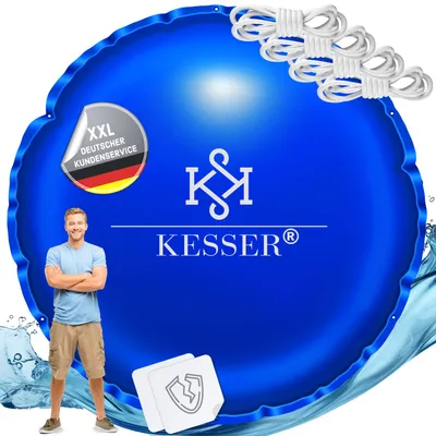 Produktbild von KESSER® Poolkissen ⌀ 400cm Poolabdeckung Überwinterung Pool Abdeckung Luftkissen PVC wasserdicht & UV-beständig mit 4x Seilen Rund / Blau