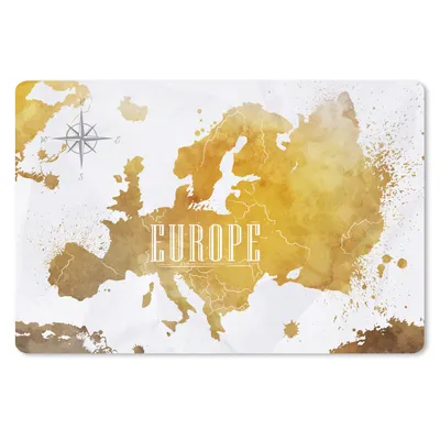 Produktbild von MuchoWow® Schreibtischunterlage Weltkarten - Europa - Gold 60x40 cm - XXL Mauspad - Großes Mauspad
