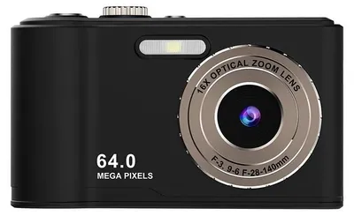 Obrázek produktu pro Digitální fotoaparát – CCD 64 MP – automatické zaostřování – 16× zoom – čtečka USB karet – adaptér Type-C – snímač 0,94 cm