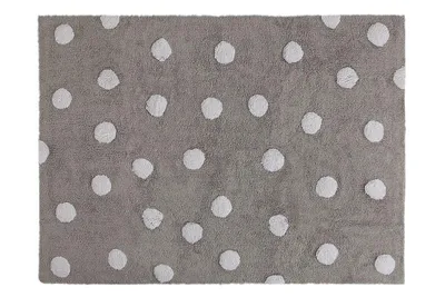 Produktbild von Baumwollteppich mit Polka-Punktmuster - grau - 120 x 160