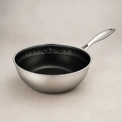 Produktbild von FIXLINE® Wokpfanne 28cm Black Forest Design - Keramische Beschichtung - alle Herdarten inkl. Induktion - Backofengeeignet bis 230°C - Kein Anbrennen