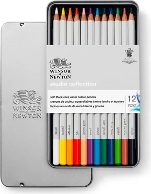 Immagine prodotto di Pastelli acquerellabili Winsor & Newton, 12 pezzi in scatola di metallo