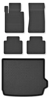 Productafbeelding van Rubberen automatten + kofferbakmat voor BMW X4 G02 vanaf 2018 – 5-delig, zwart, op maat – Wielganizator Semi-Universal