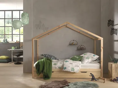 Produktbild von Vipack Dallas 3 Hausbett 90 x 200 cm Liegefläche inkl. Bettschublade, Natur