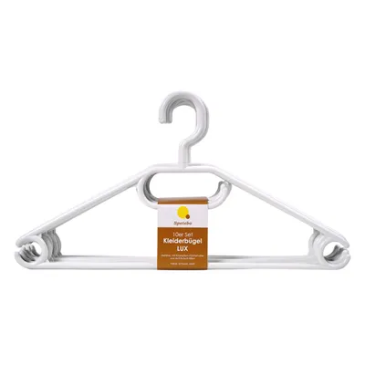 Produktbild von Kunststoff Kleiderbügel mit Hosenstange - weiß / 10er Pack - Bügel für Jacken Hemanden Blusen mit Kawatten und Gürtel Halter