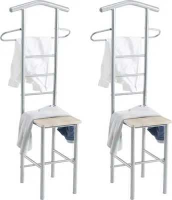 Produktbild von Herrendiener 2er-Set JIVO Kleiderständer Garderobenständer, Metall grau und MDF in Sonoma Eiche