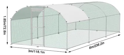 Productafbeelding van Kippenren - Kippenhok - Buitenren - Pluimveebehoud - Konijnenren - Grote Afmeting 300x600x185 cm