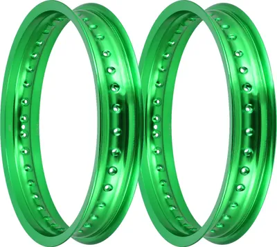 Zdjęcie produktu dla Zestaw: 2x obrecz 2,5 x 16" obwód aluminiowy, anodowany na zielono