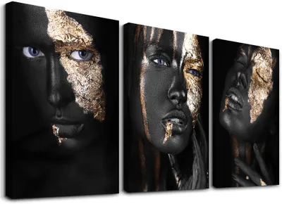 Produktbild von 4417 Leinwandbild Frau Blattgold 120x80 cm gerahmt