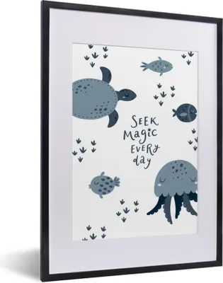 Produktbild von MuchoWow® MuchoWow® Gerahmtes Poster Meerestiere - Magie - Kinder - Jungen - Mädchen - Baby 30x40 cm - Poster mit zchwarzem Bilderrahmen - Wandposter Schlafzimmer