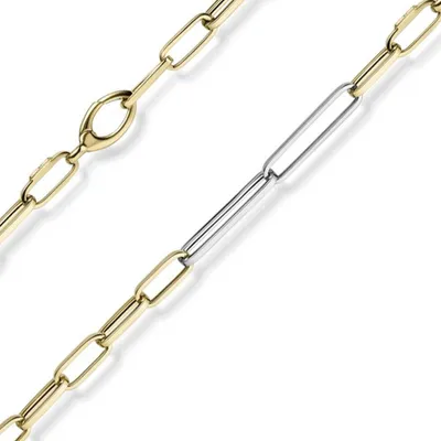 Produktbild von 5mm Phantasie Armband Armkette aus 585 Gold Gelbgold Weißgold vierkant 19cm