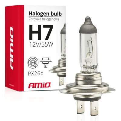 Zdjęcie produktu dla Żarówka halogenowa H7 12V 55W filtr UV (E8) AMIO-01156