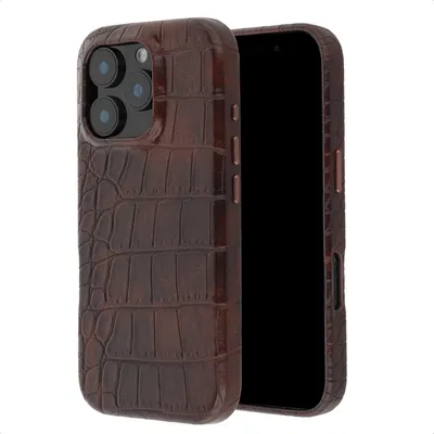 Produktbild von Selencia Croco Backcover mit MagSafe iPhone 16 Pro - Choco Brown