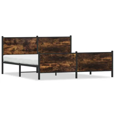 Produktbild von vidaXL Metallbett ohne Matratze Räuchereiche 193x203 cm