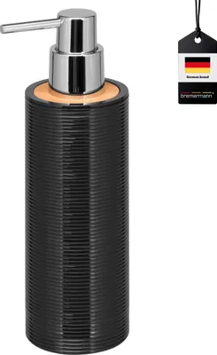 Immagine prodotto di dispenser di sapone bremermann SEGNO in bambù e plastica | capacità circa 340 ml, nero