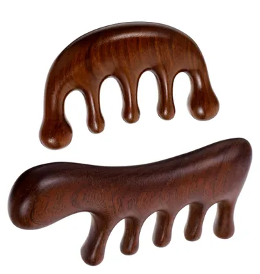 Produktbild von 2 Stück Holz-Massagekamm für die Kopfhaut zur Entwirrung und manuellen Massage