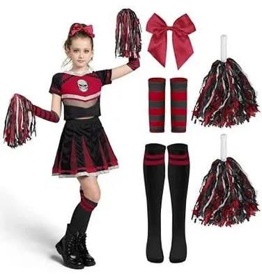 Zdjęcie produktu dla Kostium ducha dla dziewczynki halloween strój cheerleaderki czaszka