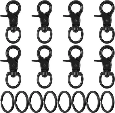 Productafbeelding van Metalen sleutelhouder met karabijnhaak - Triggerhaak sleutelhouder - Sleutelorganisatie van stevig metaal - Sleutellengte 6 cm en 3 cm - Zwart