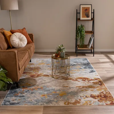 Produktbild von Volero - Moderner Teppich - Bush Blau Terracotta - 160x230 cm - Wohnzimmer, Esszimmer, Balkon - Klassik, Industrielle, Modern