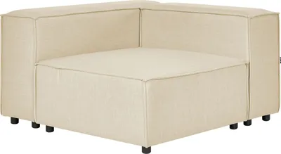 Produktbild von BELIANI Ecksessel Beige Leinen 1-Sitzer Modulsessel mit Niedriger Rückenlehne Wohnzimmermöbel Modern Skandi Wohnzimmer Salon Ausstattung Sitzmöbel