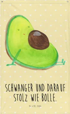 Produktbild von Mr. & Mrs. Panda Wandbild Avocado Schwangerschaft - Gelb Pastell - Geschenk, Schwanger, Tapestry, Baby, Wunder, Gobelin, Hängedeko, Wandtuch, Wandteppich, Geburt