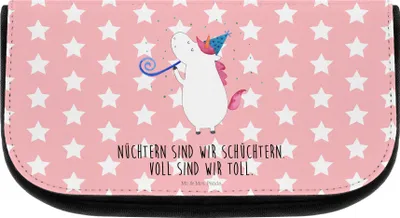 Produktbild von Mr. & Mrs. Panda Kosmetiktasche Einhorn Party - Rot Pastell - Geschenk, Unicorn, kulturtäschchen, schmink organizer, Disco, Kulturtasche, Einhörner, Fest, Club