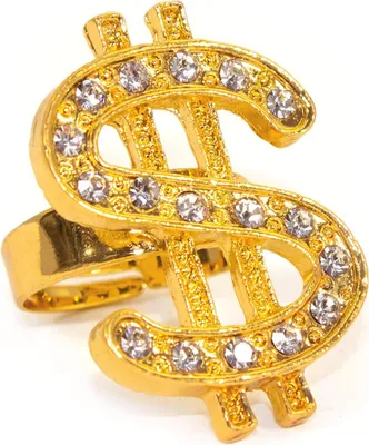 Produktbild von Oblique Unique Goldener Dollar Ring Karneval Fasching Rapper Gangster Millionär Kostüm