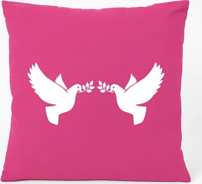 Produktbild von Huuraa Kissen Friedenstauben 40x40cm mit Füllung Fuchsia Baumwolle Dekokissen Geschenkidee