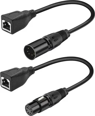 Image de Câble adaptateur XLR 5 broches RJ45 - XLR 5 broches mâle vers RJ45 + XLR 5 broches femelle vers RJ45 femelle Câble adaptateur DMX Ethernet