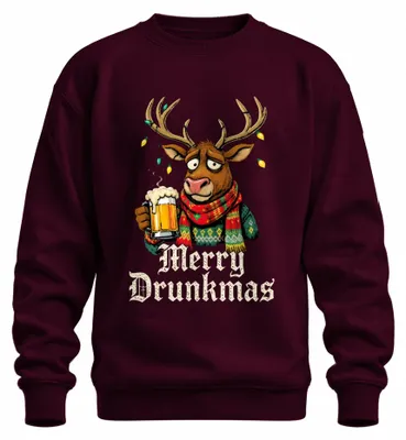 Zdjęcie produktu dla Merry Drunkmas Reindeer Beer Christmas Funny Gift Ugly Uni Bluza rozpinana, bordowy, XXL