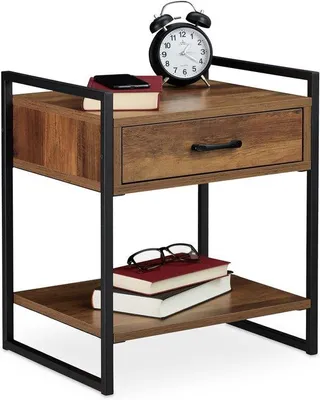 Produktbild von Famanu Beistelltisch im industriellen Design mit Schublade - 50 x 43 x 37 cm