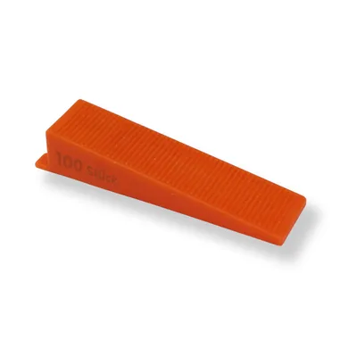 An orange tile wedge on a white background.
