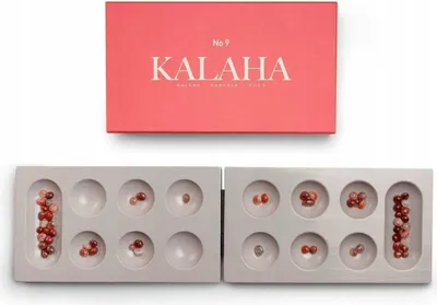 Produktbild von Kalaha Brettspiel aus Holz mit 48 Edelsteinen, klassisches Spiel, dekorativ