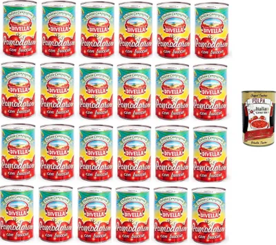 Produktbild von Divella Pomodorini con Buccia Con apertura a Strappo -Kirschtomaten mit Schale und Aufreißöffnung 24x400gr+Italian Gourmet polpa 400g
