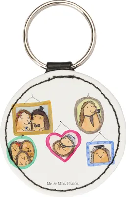 Produktbild von Mr. & Mrs. Panda Anhänger Igel Familie - Weiß - Geschenk, Taschenanhänger, Bruder, Liebe, schlüsselanhänger motiv, Taschenbaumler, Bilder, Glück, Muttertag, schlüsselring