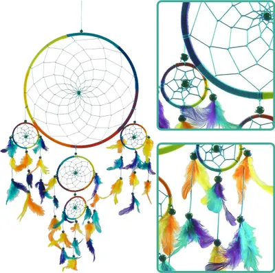 Dreamcatcher - Traumfänger KUNTERBUNT 30 cm 4 x klein handmade