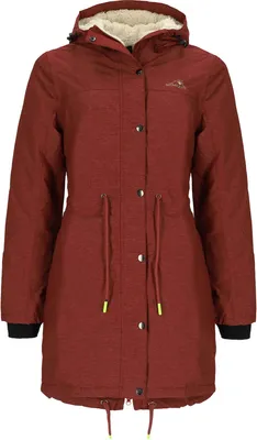 Produktbild von Baumfuchs Damen Funktionsparka mit Sherpa-Futter - Funktionsjacke mit Kapuze und verstellbarer Taille in Rot-Braun meliert Größe 44