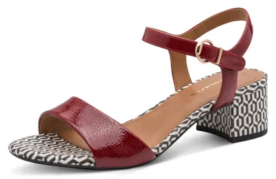 Produktbild von Tamaris Damen Sandalette Sandale Metallic Lack Blockabsatz 1-28249-42, Größe:37 EU, Farbe:Rot